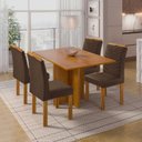 Ver imagem 1 de Conjunto Sala de Jantar 4 Lugares Retangular Tampo MDF com Mesa e Cadeiras Carol