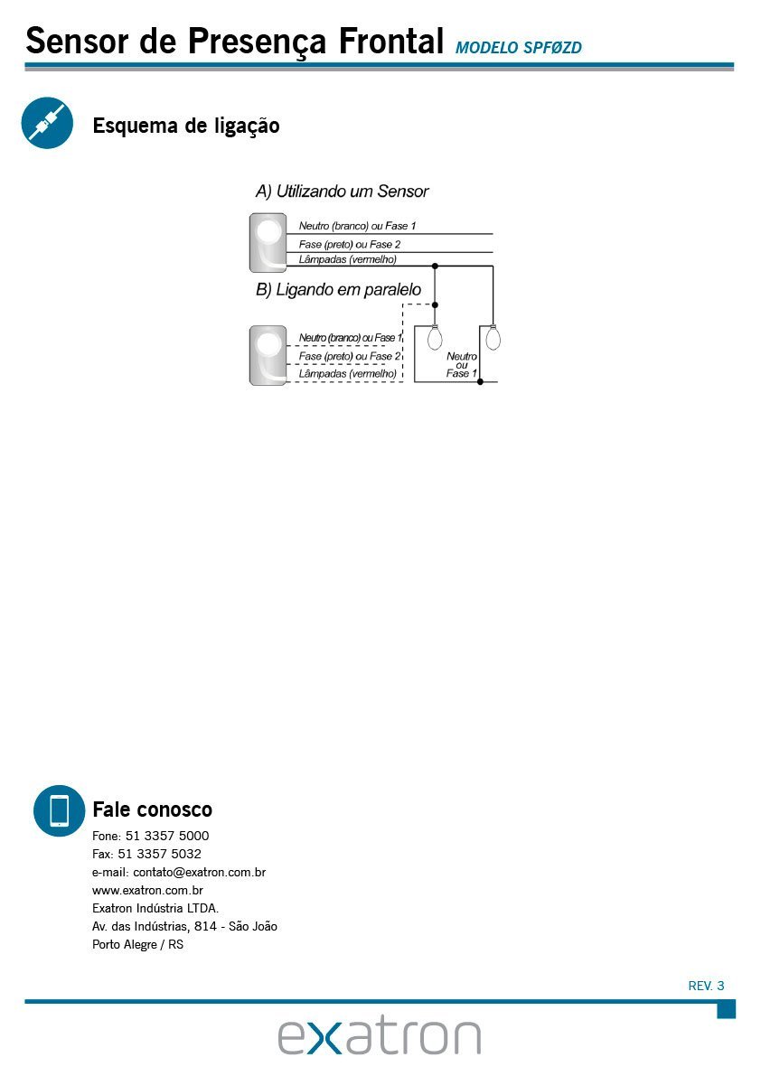 Sensor de Presença Frontal 110° Microcontrol. Inrush - Exatron - 3