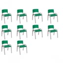 Ver imagem 1 de Kit 10 Cadeira Iso Infantil Creche, Base Cinza Verde Escuro