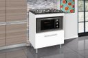 Ver imagem 4 de Balcão Gabinete para Cooktop de 5 Bocas e para Forno Elét. Bur 01 Porta Cor Branco com Tampo Marmori