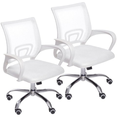 Kit 2 Cadeiras de Escritório Begonia Mesh Ergonômico Branco Branco