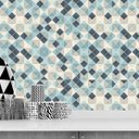 Ver imagem 1 de Papel Parede Adesivo Cozinha Pastilha Azul Bege Lavável