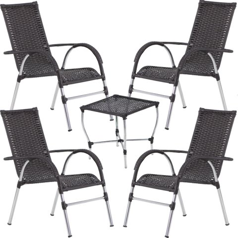 Jogo 4 Cadeiras e Mesa para Área, Jardim e Churrasqueira Trama Original
