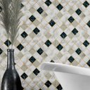 Ver imagem 3 de Papel De Parede Azulejo Mármore Branco Cinza E Preto