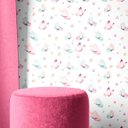 Ver imagem 1 de Papel De parede Para Quarto Infantil Com Borboletas Em Tons aquarela De Rosa E Azul