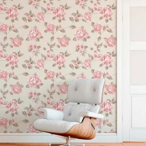 Papel De parede Para Quartos E Sala Em Tons Bege Cinza E Rosa