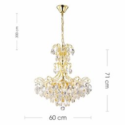 Lustre Pendente Dourado Cristal Legitimo K9 para Sala Quarto - 3