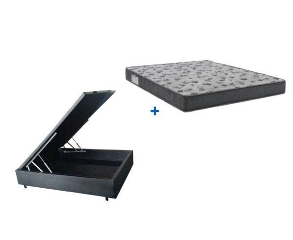 Cama Box Baú Casal 138 Tecido Sintético Cinza com Colchão de Espuma - D33 Ortobom Iso 100 60x138x188 - 1