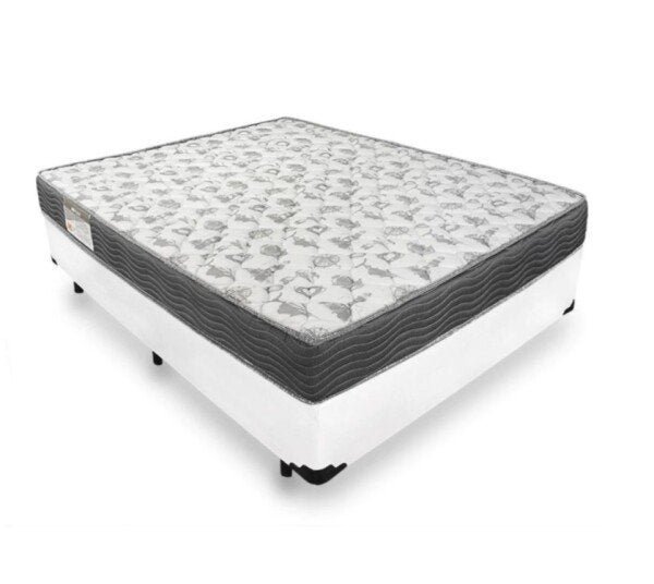 Base Box Casal 138 Tecido Sintético Branco com Colchão de Espuma - D33 Ortobom Iso 100 52x138x188 - 1