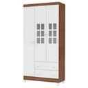 Ver imagem 4 de Berço Mirelle e Guarda Roupa Mariah 3 Portas Branco Acetinado Amadeirado com Colchão – Carolina