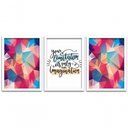 Ver imagem 1 de Kit Quadros 3 Pçs Mdf 30X40 Forma Frases 2 Moldura Branca