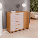Ver imagem 4 de Cômoda Paris 5 Gavetas em MDF com Puxador MDF Off White Cinamomo 122cm