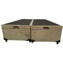 Ver imagem 1 de Cama Box Baú King Bipartido Suede Bege Com Pistão A Gás