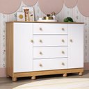 Ver imagem 1 de Cômoda Infantil 125cm 2 Portas e 4 Gavetas Allegra Multimóveis Mp4445 Madeirado/branco