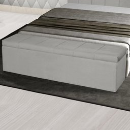 Baú Vitória 120Cm Calçadeira Estofada Suede Bege Claro - 1