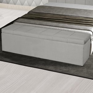Baú Vitória 120Cm Calçadeira Estofada Suede Bege Claro