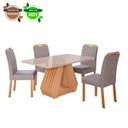 Ver imagem 2 de Conjunto de Mesa de Jantar Tampo de Vidro Off White Agata e 4 Cadeiras Paola Madeira Linho Grafite e