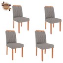 Ver imagem 4 de Conjunto de Mesa de Jantar Tampo de Vidro Off White Agata e 4 Cadeiras Paola Madeira Linho Grafite e