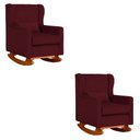 Ver imagem 1 de Kit 2 Poltrona Aurora Balanço Vovo Suede Bordo - Fm