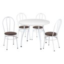 Ver imagem 1 de Conjunto Mesa de Jantar Redonda 90cm com 4 Cadeiras Multimóveis Cr50135 Branco Marrom