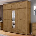 Ver imagem 2 de Guarda Roupa Casal 10 Portas com Espelho e Maleiro Mazzaro F06 Freijó - Lyam Decor