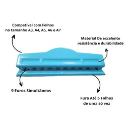 Perfurador Furador Cogumelo Caderno de Disco Planner 9 Furos Motivate - 2