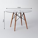 Ver imagem 4 de Conjunto De Mesa De Jantar Eames Eiffel Redonda 110cm Tampo De Vidro Com 4 Cadeiras Pretas