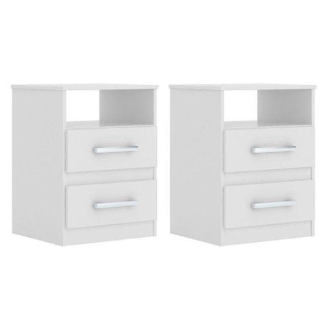 2 Mesas De Cabeceira 2 Gavetas Apolo Branco Rosa Azul Lilás