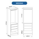 Ver imagem 3 de Guarda-roupa Modulado 2 Portas 3 Gavetas com Cabideiro Infinity
