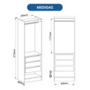 Ver imagem 6 de Guarda-Roupa Modulado 2 Portas 3 Gavetas com Cabideiro Infinity Marrom/Cedro/Duna