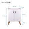 Aparador Atlanta 88 x 68cm Branco Puxador Redondo Prateado - 3
