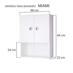 Armário para Banheiro Miami 66 x 48cm Branco - 2 Armário para Banheiro Miami 66 x 48cm Branco - 2