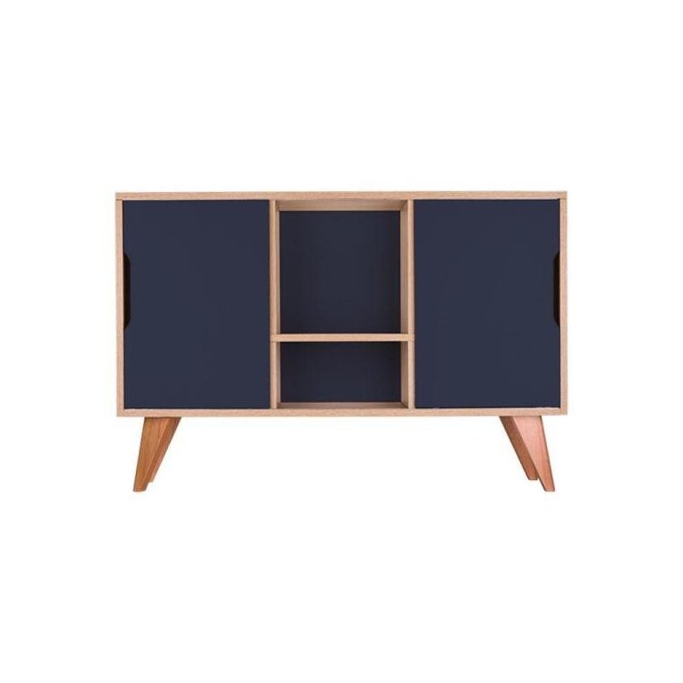 Buffet Aparador com 2 Portas Murano Carvalho e Azul Marinho
