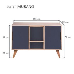 Buffet Aparador com 2 Portas Murano Carvalho e Azul Marinho - 4