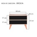 Ver imagem 5 de Mesa de Cabeceira Retrô com Portas Bréscia Carvalho e Preto