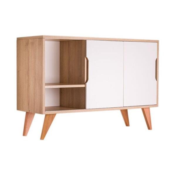 Aparador Buffet Retrô com 2 Portas Murano Carvalho e Branco - 3