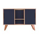Ver imagem 1 de Buffet Aparador Retrô com 2 Portas Murano Carvalho e Azul Marinho