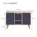 Ver imagem 4 de Buffet Aparador Retrô com 2 Portas Murano Carvalho e Azul Marinho