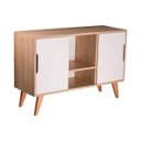 Ver imagem 2 de Buffet Aparador Retrô com 2 Portas Murano Carvalho e Branco