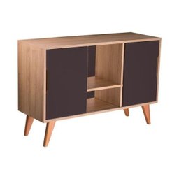 Balcão Buffet Retrô com 2 Portas Carvalho e Grafite - 2