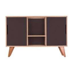 Balcão Buffet Retrô com 2 Portas Carvalho e Grafite - 1