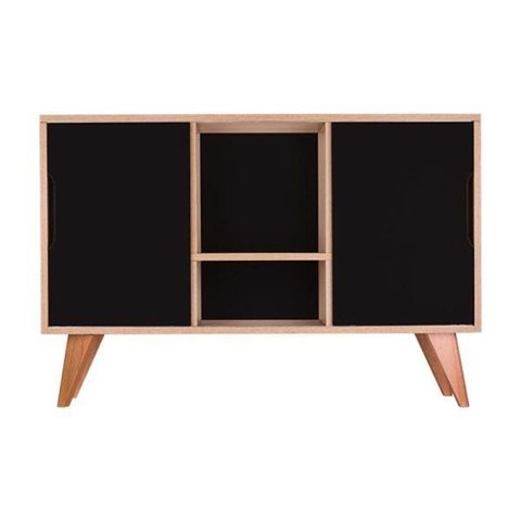 Balcão Buffet com 2 Portas Carvalho e Preto