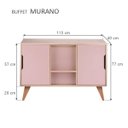 Ver imagem 4 de Balcão Buffet Retrô com 2 Portas Carvalho e Rosa Claro