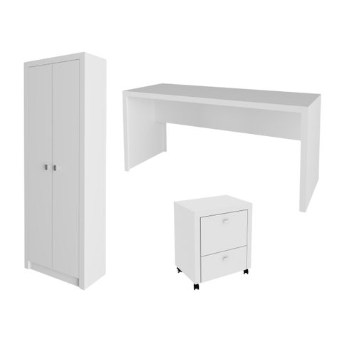 Conjunto para Escritório Branco 3 Peças Tecnomobili