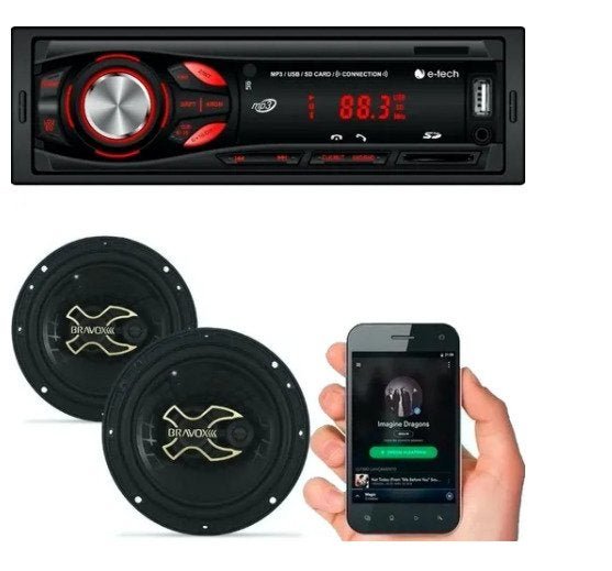 Aparelho MP3 com Bluetooth Rádio FM USB + Falante Bravox 06 - 3