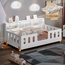 Ver imagem 1 de Cama Infantil Montessoriana com Colchão Juvenil Led e Nicho Nina - Branca