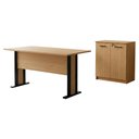 Ver imagem 1 de Mesa Escrivaninha 117 Cm Balcao para Escritorio 2 Portas Amendoa Preto Tecno Mobili
