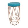 Banqueta Decorativa Hexagonal Aramado Bronze Suede Kit com 3 Remi Móveis - Azul Turquesa - 2