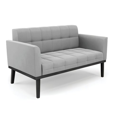 Poltrona Namoradeira Decorativa Karen Pés Fixo em Madeira Preto Suede Cinza G19 - Gran Belo