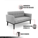 Ver imagem 3 de Poltrona Namoradeira Decorativa Karen Pés Fixo em Madeira Preto Suede Cinza G19 - Gran Belo